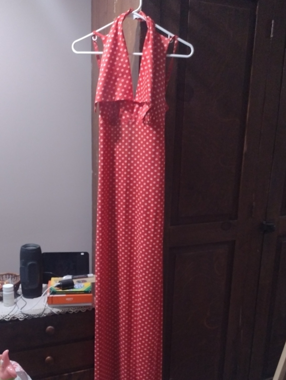 Red Polka Dot Halter Maxi Dress - Timeless Summer Style